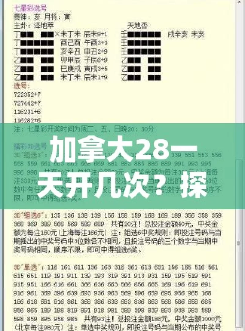 加拿大28一天开几次？探寻其中奥秘加拿大28，一天开几次？探索其开奖频率与影响！，探寻加拿大28的开奖频次